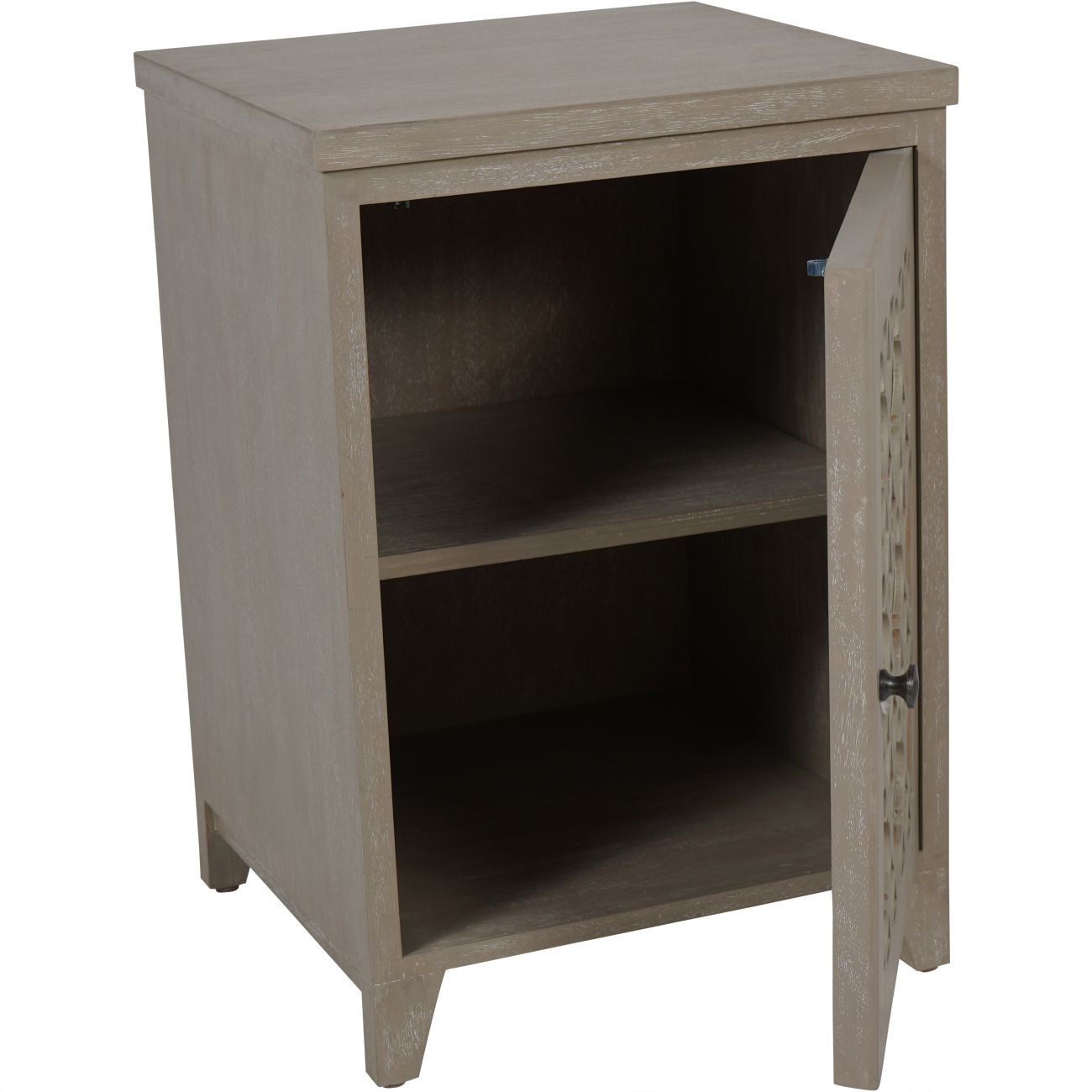 Laura Ashley Grey Greystead Wooden Mirrored Bedside Table